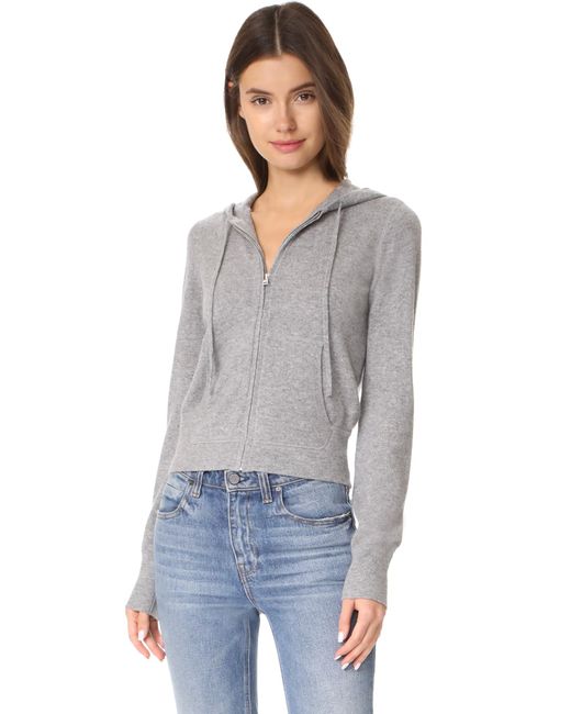 Theory Gray Perfect Zip Up Cashmere Hoodie