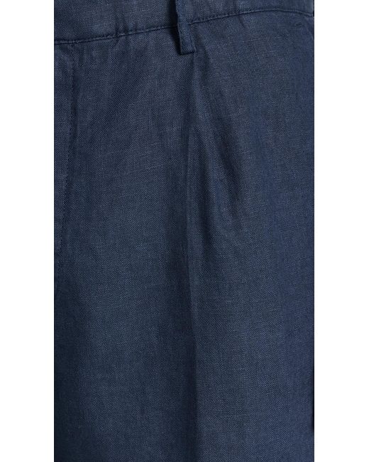 Club Monaco Blue Pleated Linen Shorts for men