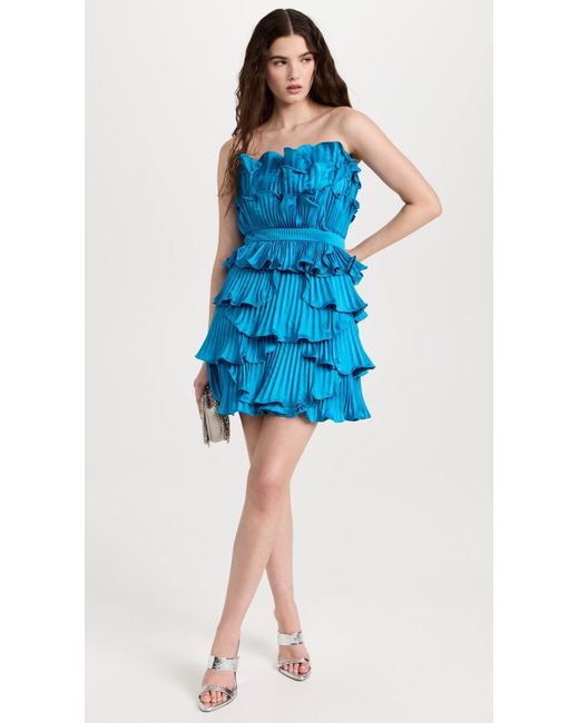 AMUR Blue Reed Pleated Shell Dress