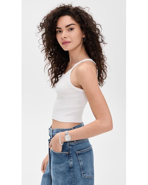 ÉTERNE White Cropped Rib Tank