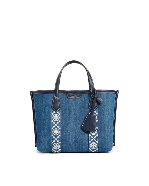 Tory Burch Blue Perry Denim Triple Compartment Small Tote