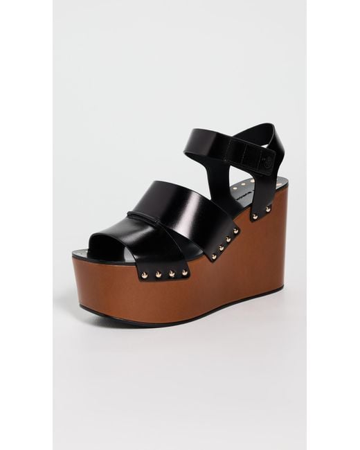Tory Burch Black Stud Platform Wedges