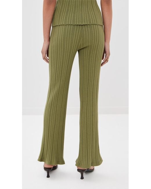 Le Bos Green Ribbed Flare Pants