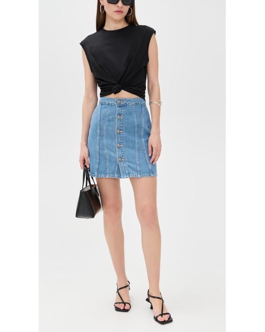 L'Agence Blue Phia Seamed Button Mini Skirt