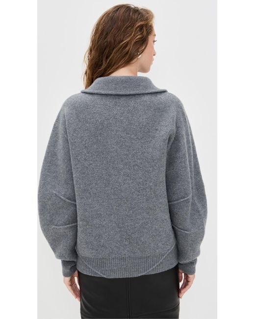 Helmut Lang Gray Boiled Zip Sweater