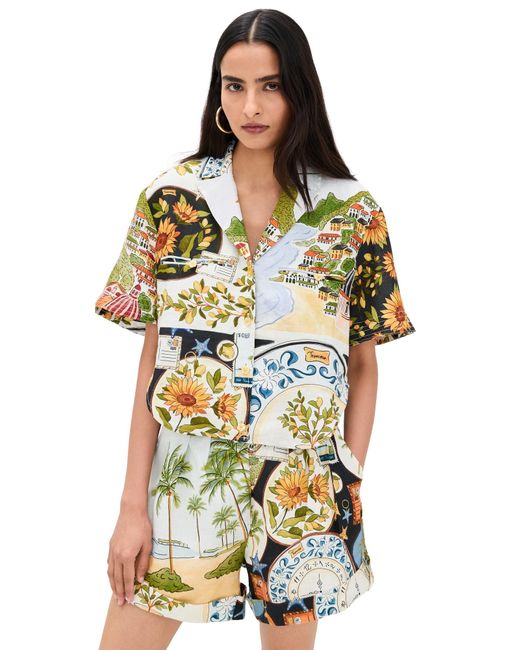 Farm Rio Multicolor Printed Button Down Top