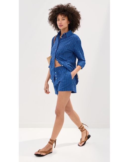 Le Bos Blue Kali Tie Back Button Down