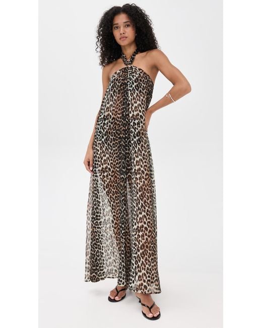 ganni leopard chiffon dress Ganni Leopard-print chiffon maxi dress GANNI
