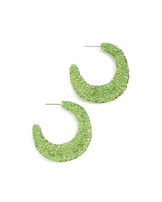 Lele Sadoughi Green Archer Pave Hoop Earrings