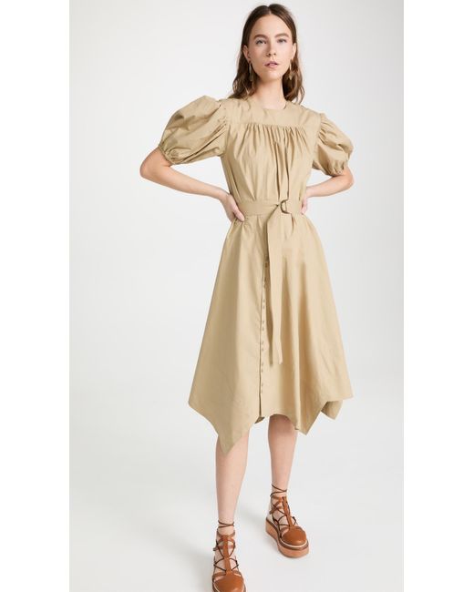 Ulla Johnson Cotton Arlenis Pleated Dress in Natural - Lyst