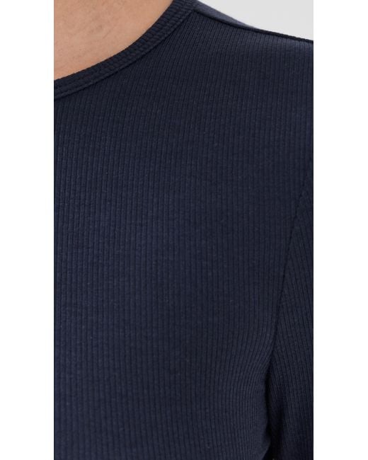 Tibi Blue Circular Ribbed Crew Neck Pullover T-Shirt