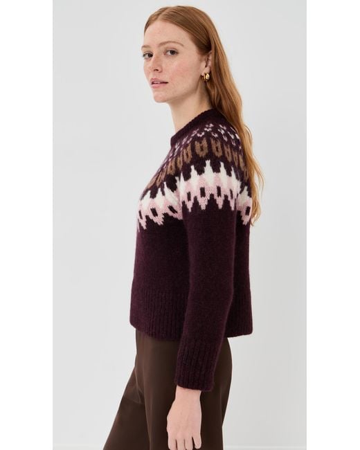 Veronica Beard Red Anne Fair Isle Pullover