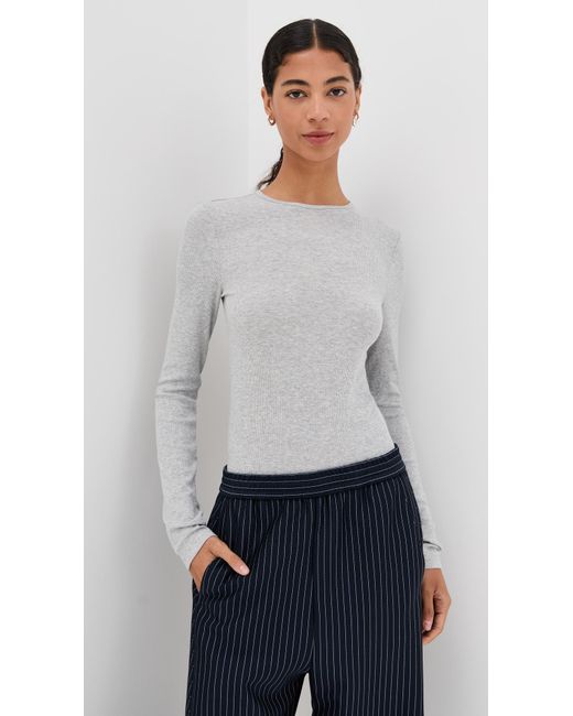 Tibi White Circular Ribbed Crew Neck Pullover T-Shirt