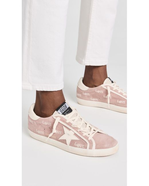 Golden Goose Deluxe Brand Pink Super-star Suede Upper With Embroidery Sneakers