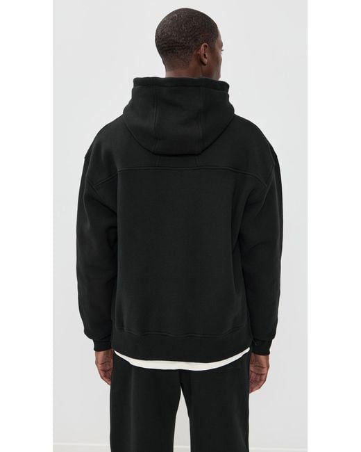 Rhude Black Classique Side Zip Pullover Hoodie for men
