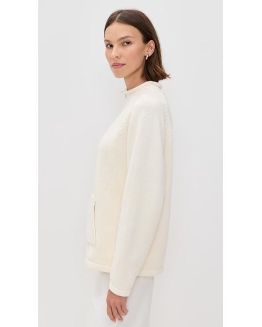Still Here White Snap Collar Sweater