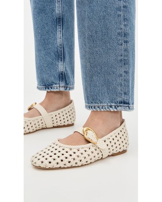 Larroude White Verona Macrame Flats