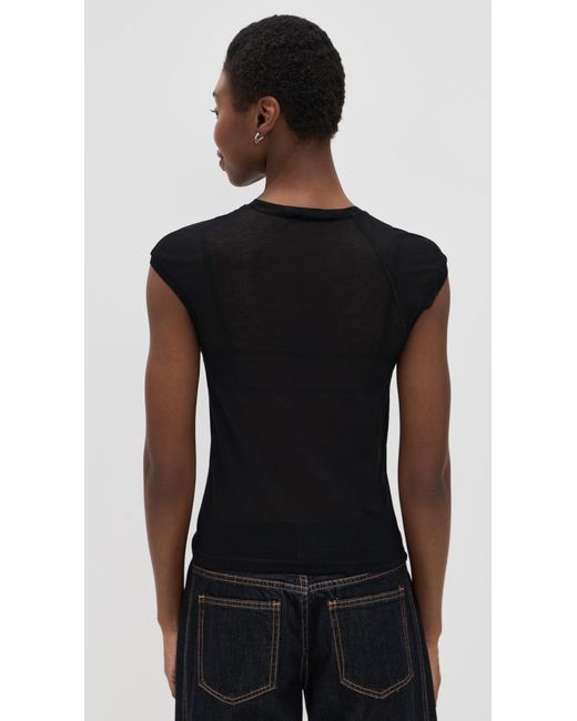 Helmut Lang Black Twisted Crop Crew Tee