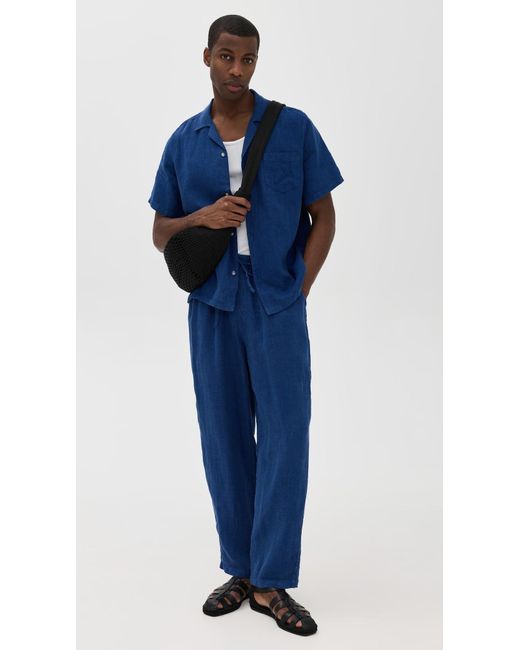 Bather Blue Linen Leisure Pants for men