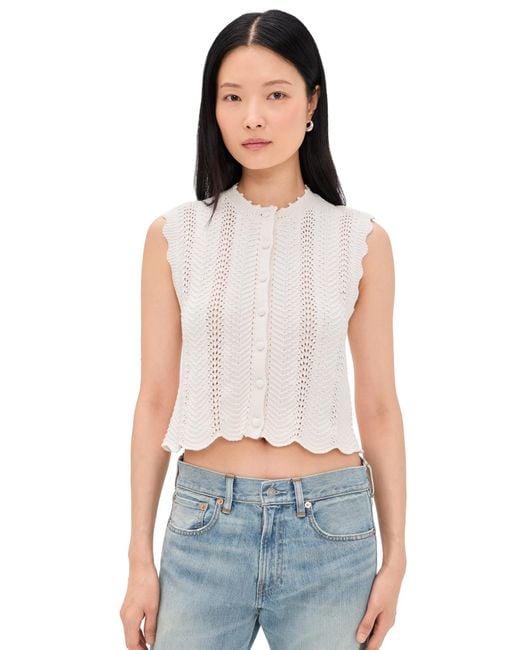 Madewell Black Wavy-Knit Button-Front Shell Top
