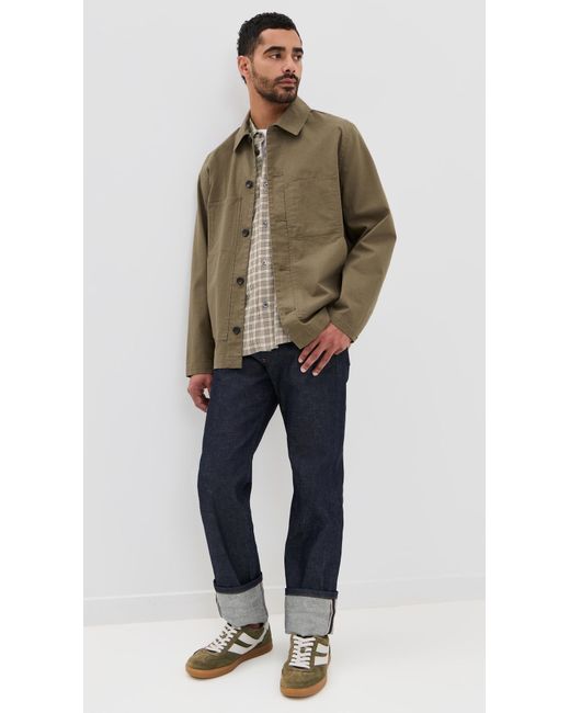 Vince Brown Slub Cotton Linen Utility Chore Jacket for men