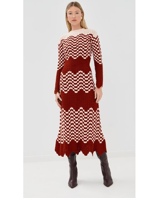 Escvdo Red Musa Long Sleeve Maxi Dress