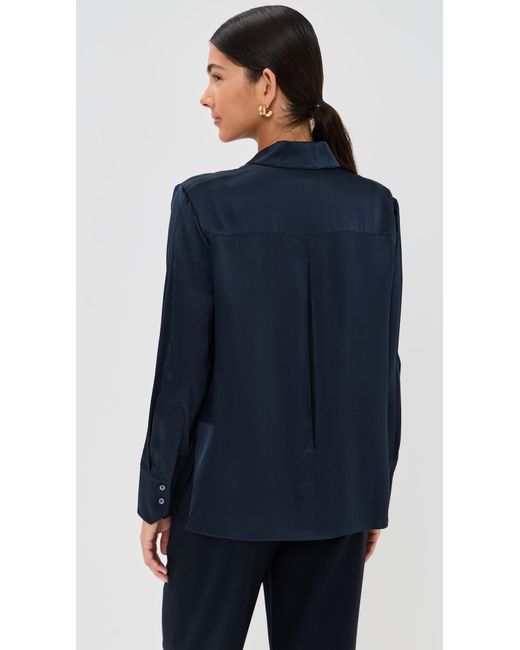Twp Blue Joey Button Down Silk Top