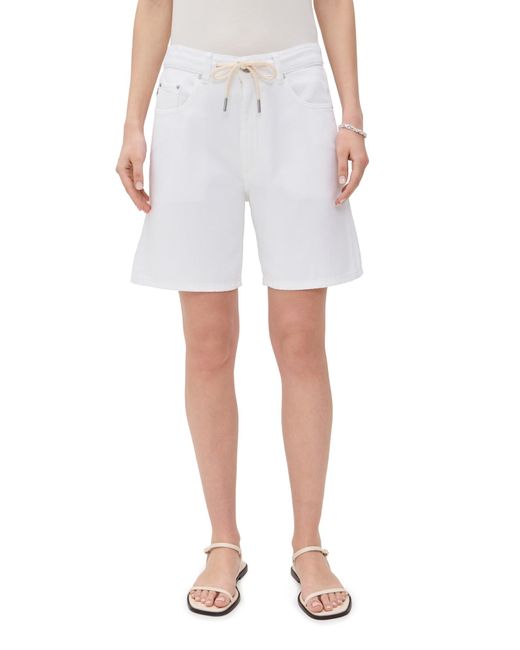 DL1961 White Aura Taylor Drawstring Denim Shorts