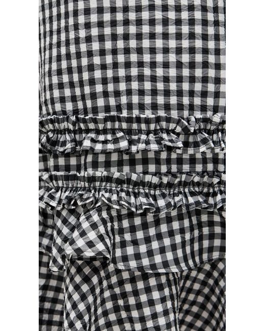 Ganni ■Crinkled Taffeta Check Open Back Mini Dress - Black Ganni - Crinkled Taffeta Check Open Back Mini Dress - Dress