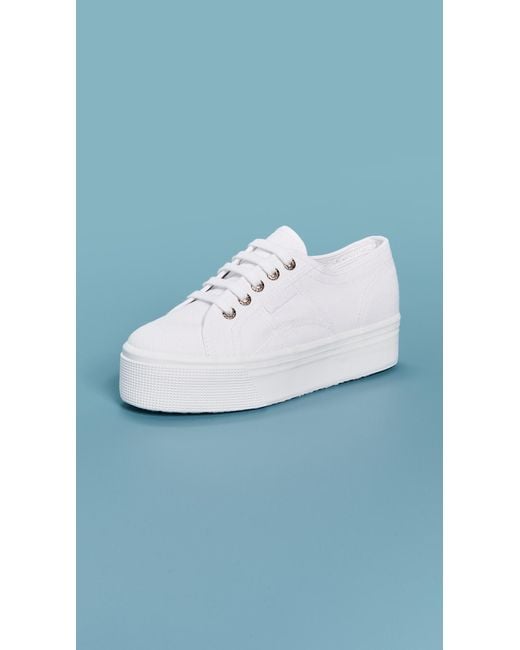 superga 2790 platform sneakers white & rose gold
