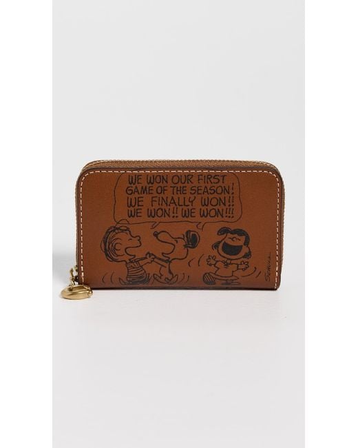 COACH Brown X Peanuts Small Zip Around Card Case