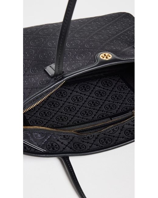 Tory Burch Black T Monogram Small Zip Tote