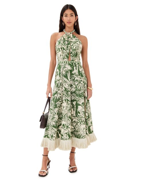 Johanna Ortiz Green Heritage Midi Dress