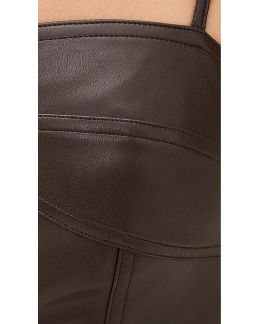 Susana Monaco Black Faux Leather Corset Flare String Dress