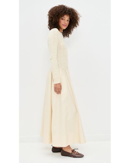 Polo Ralph Lauren Mixed Media Crew Neck Dress in White | Lyst Polo Ralph Lauren Mixed Media Crew Neck Dress in White | Lyst