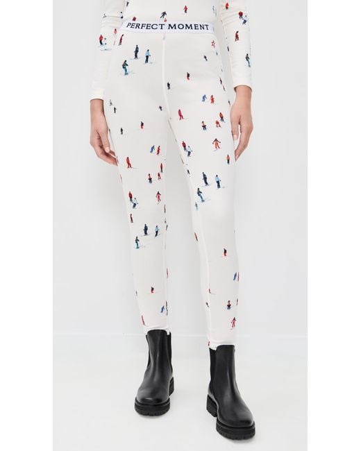 Perfect Moment White Printed Base Layer Legging