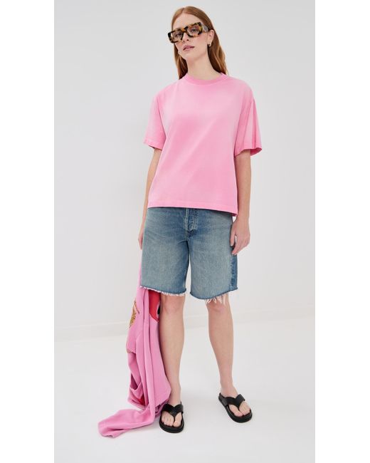 The Elder Statesman Pink Sunbleached Oversized Tee