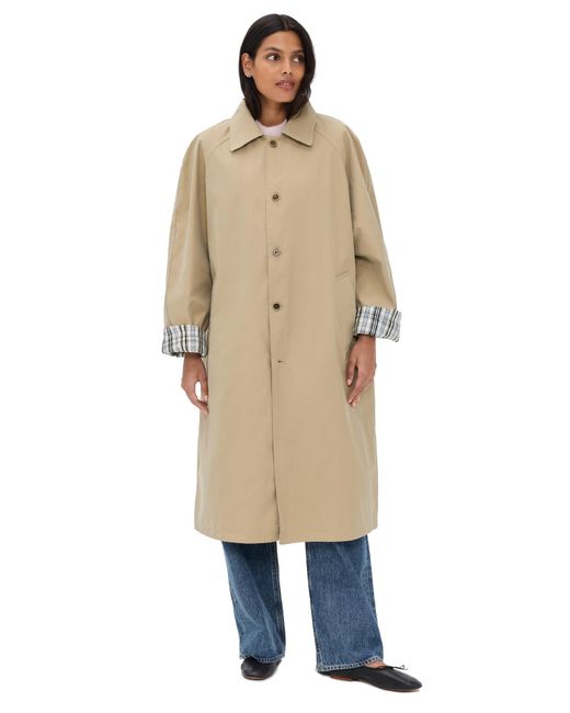 Pixie Market Blue Reversible Plaid Trench Coat