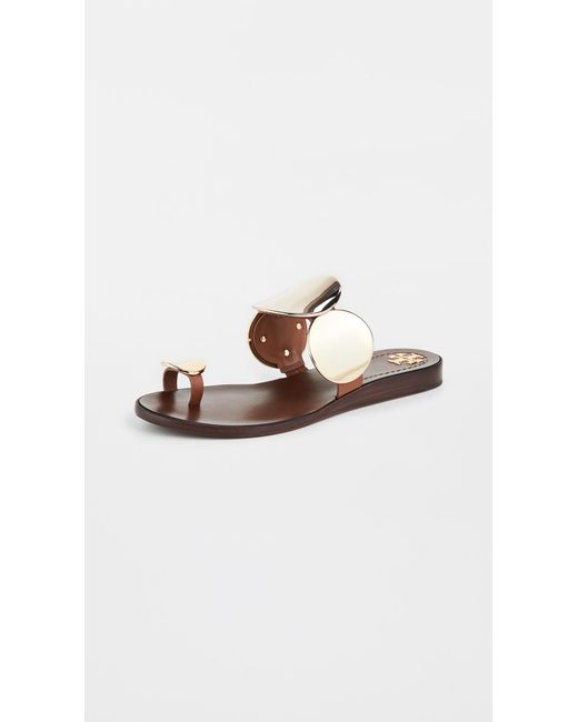 Tory Burch Patos Multi Disk Sandals in Brown | Lyst