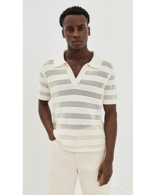Jonathan Simkhai White Open Knit Polo for men