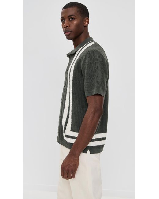 NN07 Black Ares Knit Button Down Polo for men