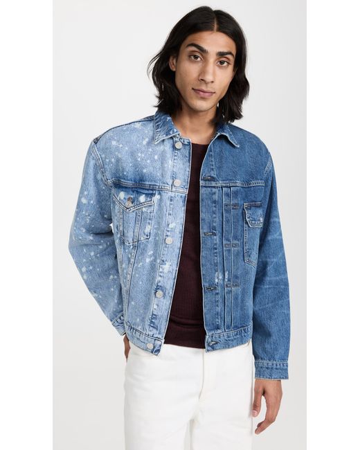 FRAME Half X Half Denim Jacket in Blue for Men Lyst