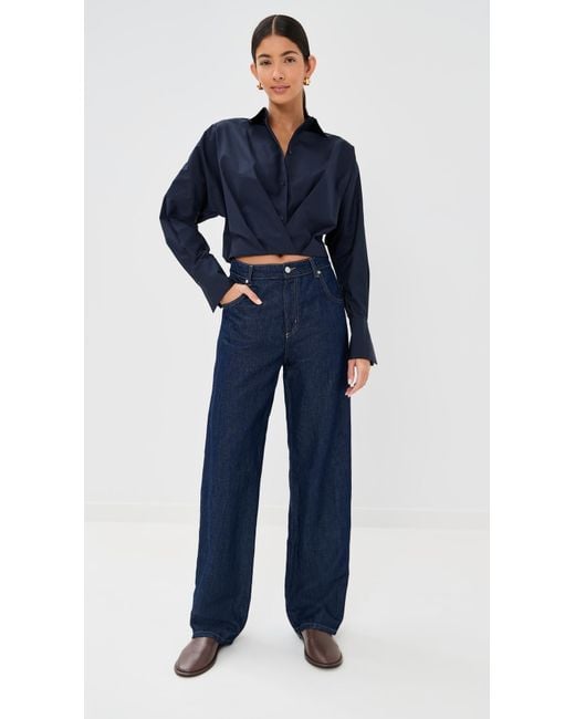 Twp Blue Taken Button Down Top