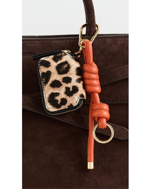 Veronica Beard Black Leopard Zip Pouch Bag Charm