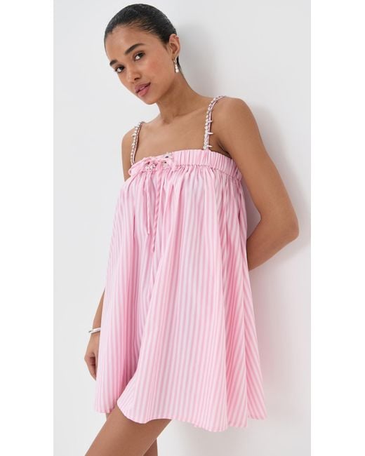 Area Pink Crystal Grommet Poplin Mini Dress