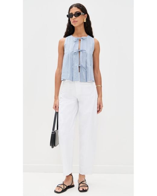 ALIGNE Blue Tally Gingham Tie Top