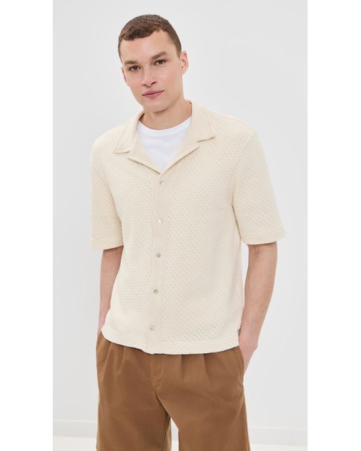 Officine Generale Natural Kai Textured Button Down Polo for men