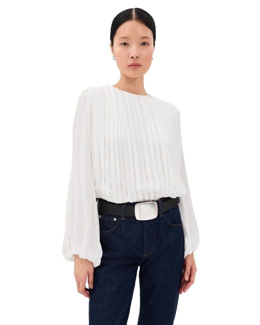 Jonathan Simkhai White Frida Silk Blouse