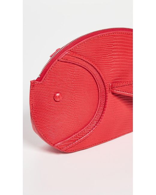 Staud Red Pesce Leather Clutch