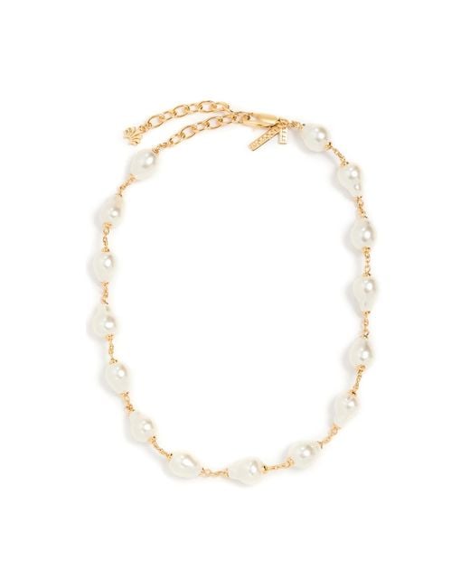 Lele Sadoughi White Pearl Station Necklace